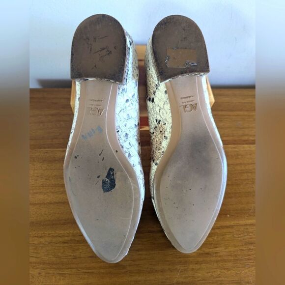 AGL Embossed Snakeskin Leather Flats 6/36 Rock Glam Boho Preppy Chic Whimsigoth - Picture 10 of 13